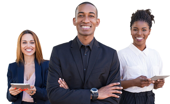 Group of diverse professionals smiling